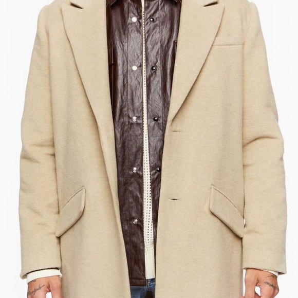 Forever 21 Other - Men's Forever 21 Brushed Notched Longline Coat Size XXL
